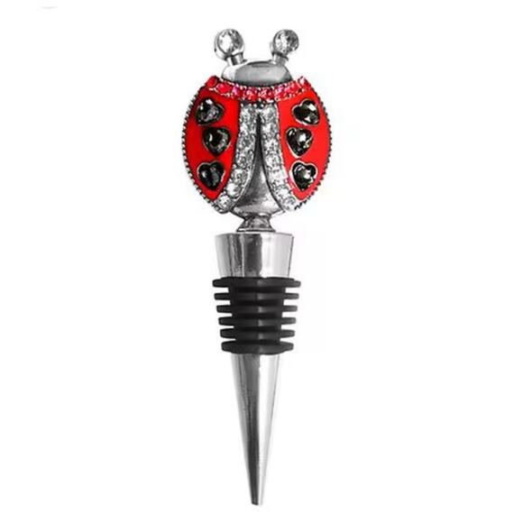 Modern Expressions Wine Bottle Stopper Ladybug Bejeweled Stones Silicone NWT - Picture 1 of 3